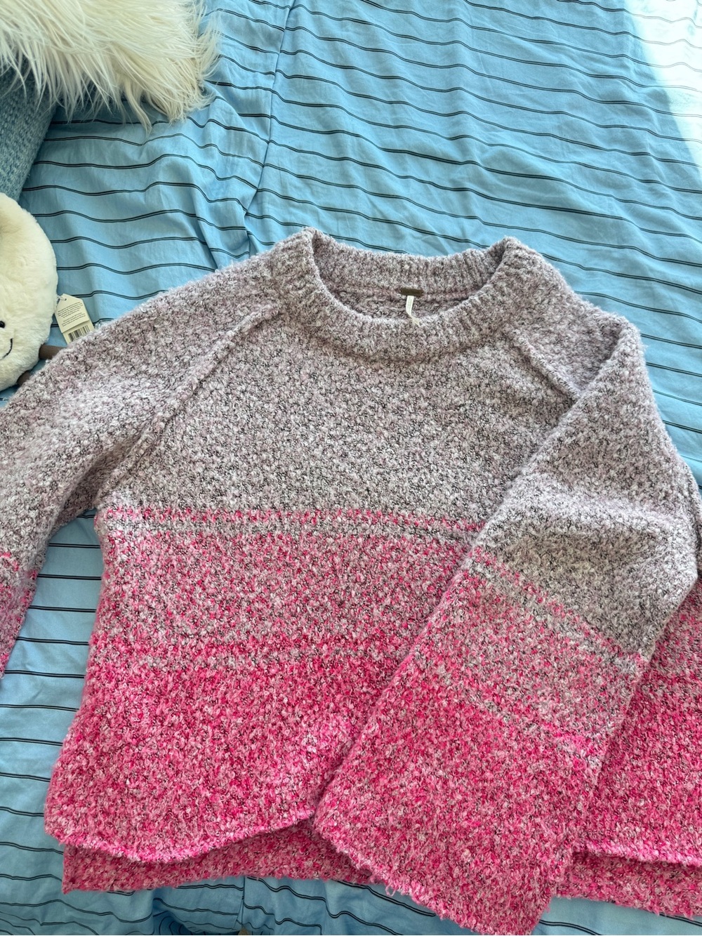 Free People Pink to Mauve Ombre Crewneck Sweater